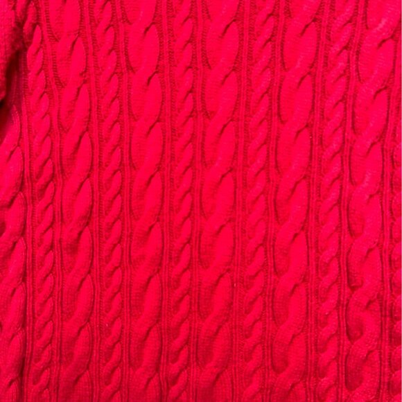 Lands' End Women Cable Knit Sweater Size XL Red Fisherman Boat Neck Casual - Picture 9 of 12